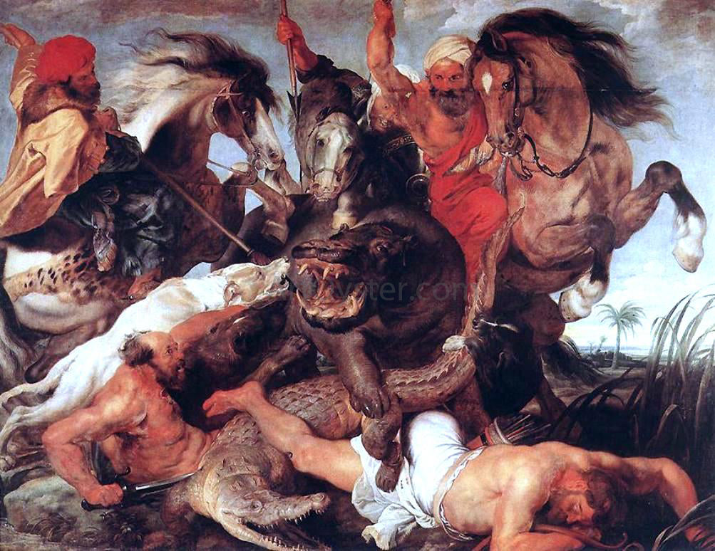 Peter Paul Rubens Hippopotamus and Crocodile Hunt - Canvas Print
