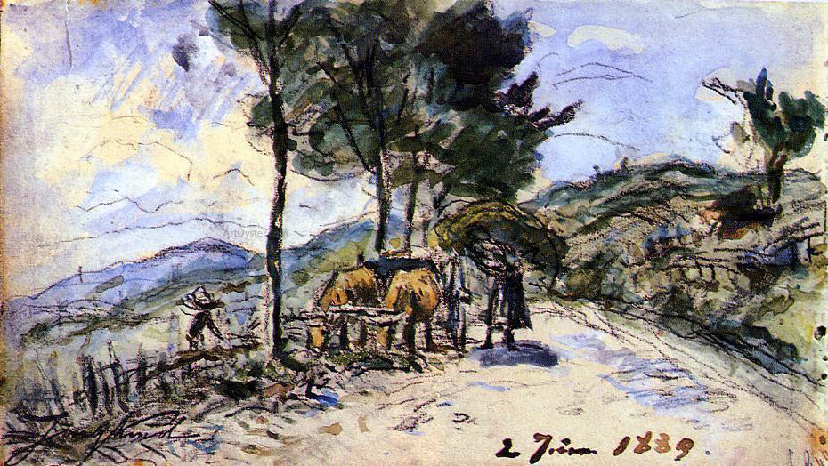 Johan Barthold Jongkind Hitch of Bulls on the Road - Canvas Print