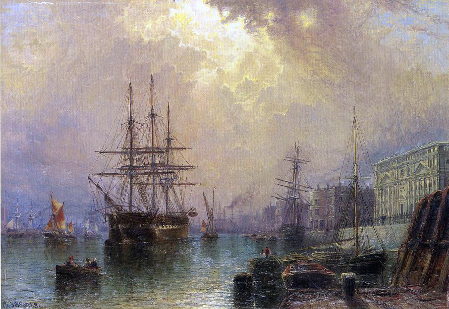 Claude Stanfield Moore H.M.S. "Warspale" off Greenwich - Canvas Print