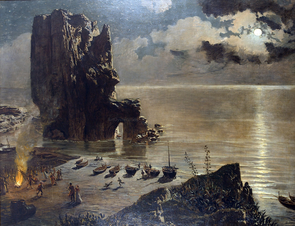 Antonio Munoz Degrain Hoguera en la Playa - Canvas Print