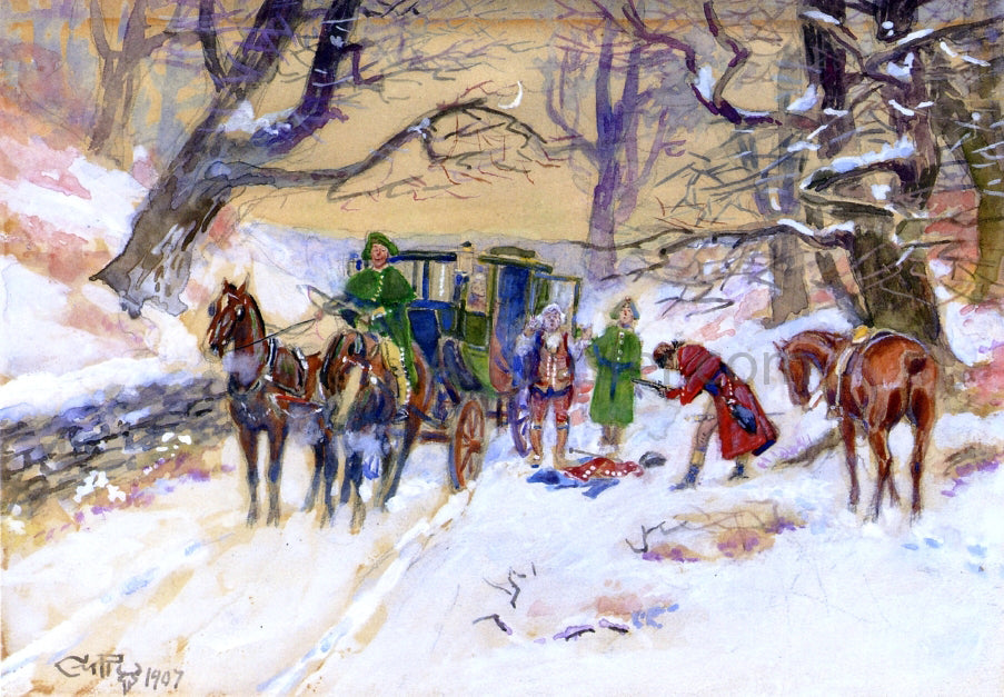 Charles Marion Russell Holdup on the Boston Road - Canvas Print