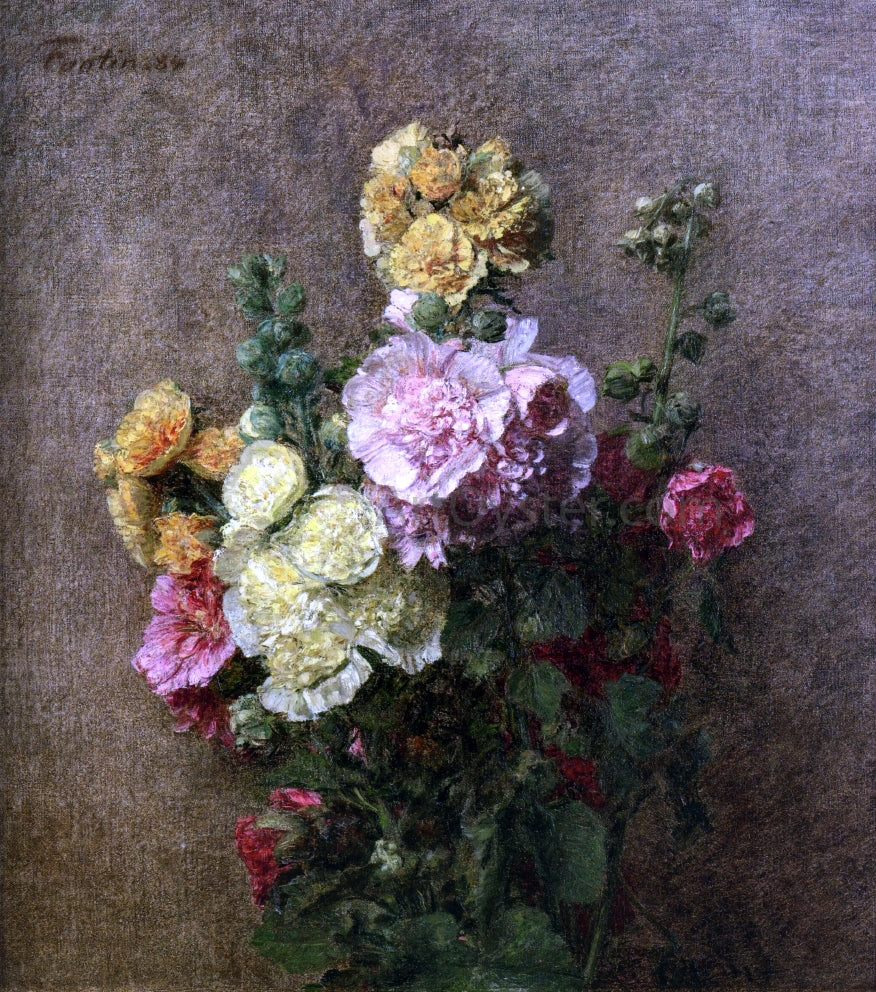 Henri Fantin-Latour Hollyhocks without Vase - Canvas Print