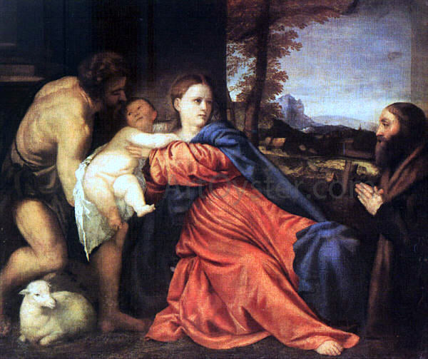 Titian Holy Family and Donor - Canvas Print