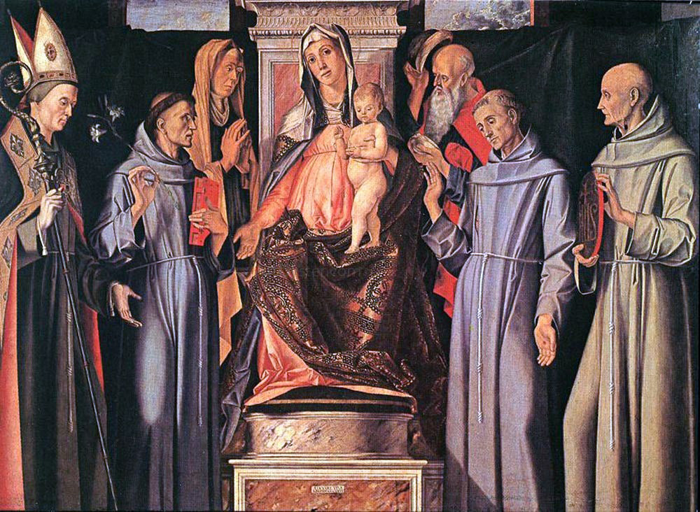 Alvise Vivarini Holy Family (Sacra Conversazione) - Canvas Print