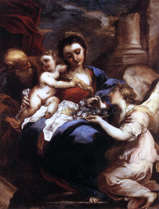 Valerio Castello Holy Family with an Angel - Canvas Print