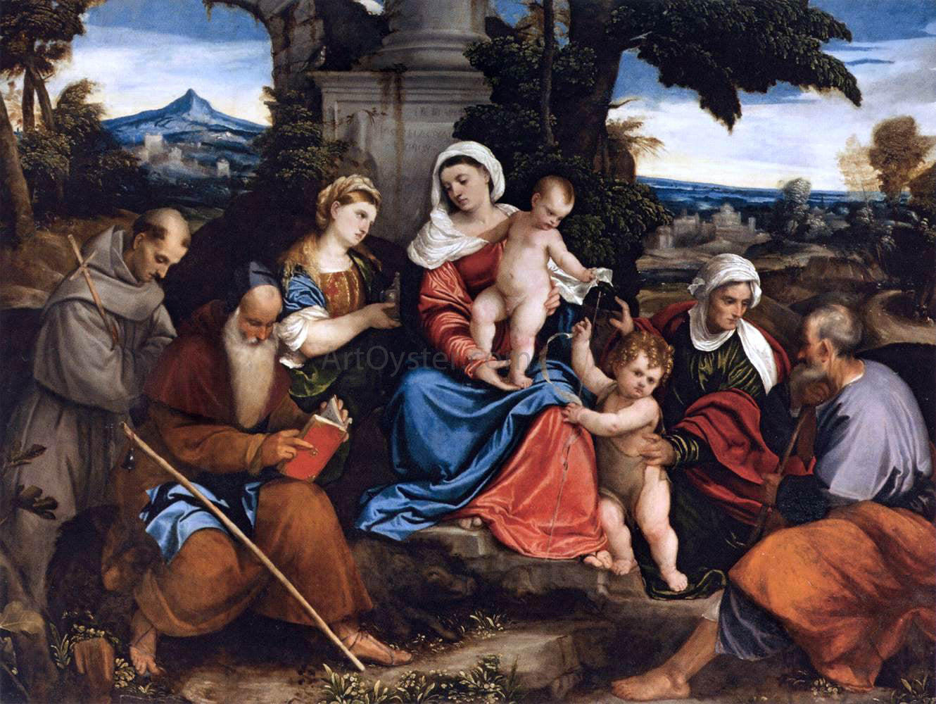 Bonifazio Veronese Holy Family with Saints - Canvas Print