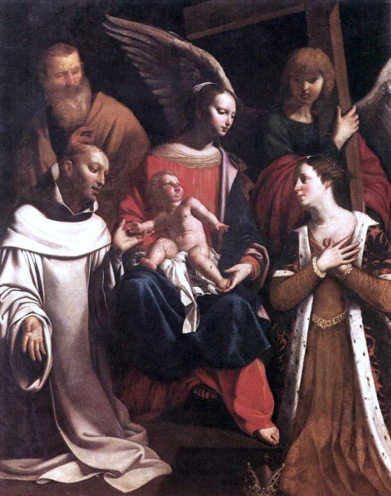 Guy Francois Holy Family with St Bruno and St Elisabeth - Canvas Print