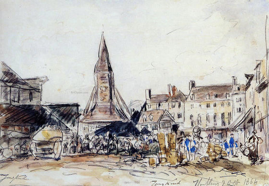 Johan Barthold Jongkind Honfleur, Market Place - Canvas Print