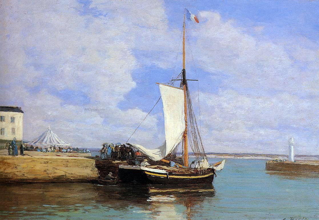 Eugene-Louis Boudin Honfleur, the Port, Docked Sailboat - Canvas Print