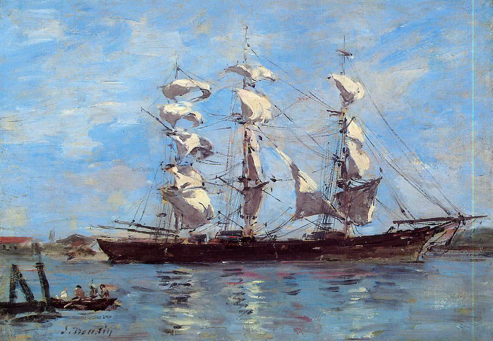 Eugene-Louis Boudin Honfleur, Three Master in Port - Canvas Print