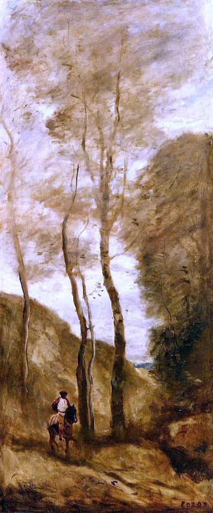 Jean-Baptiste-Camille Corot Horse and Rider in a Gorge - Canvas Print