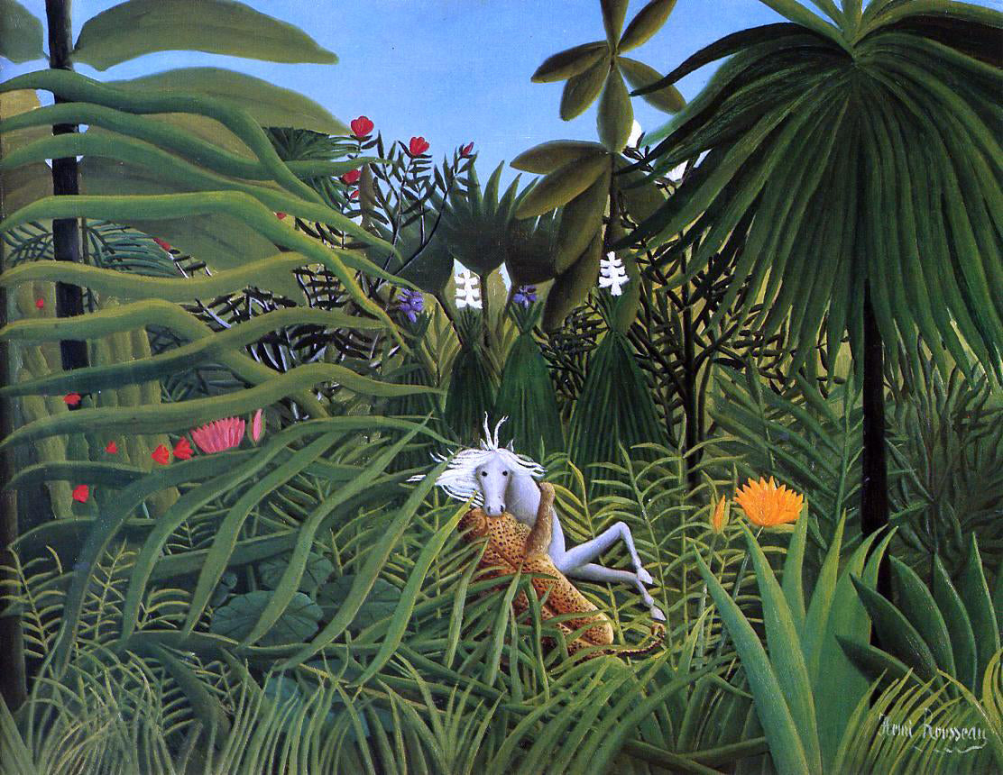 Henri Rousseau Horse Attacked by a Jaguar - Canvas Print