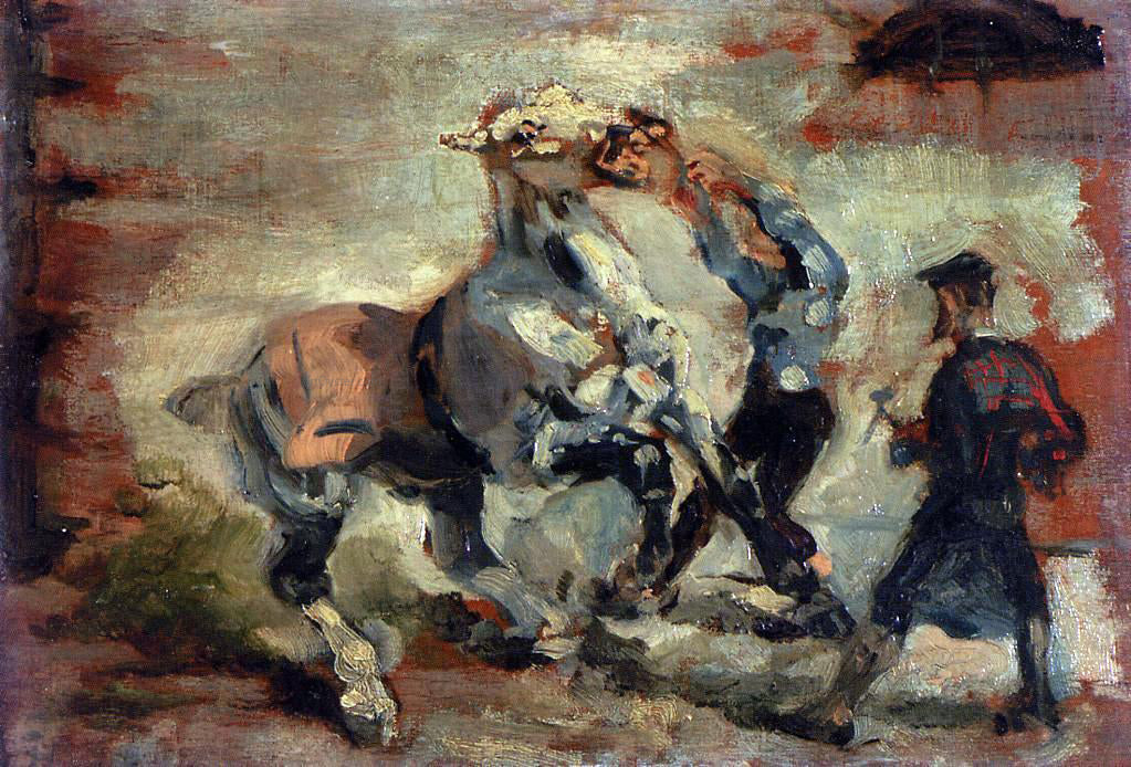Henri De Toulouse-Lautrec Horse Fighting His Groom - Canvas Print