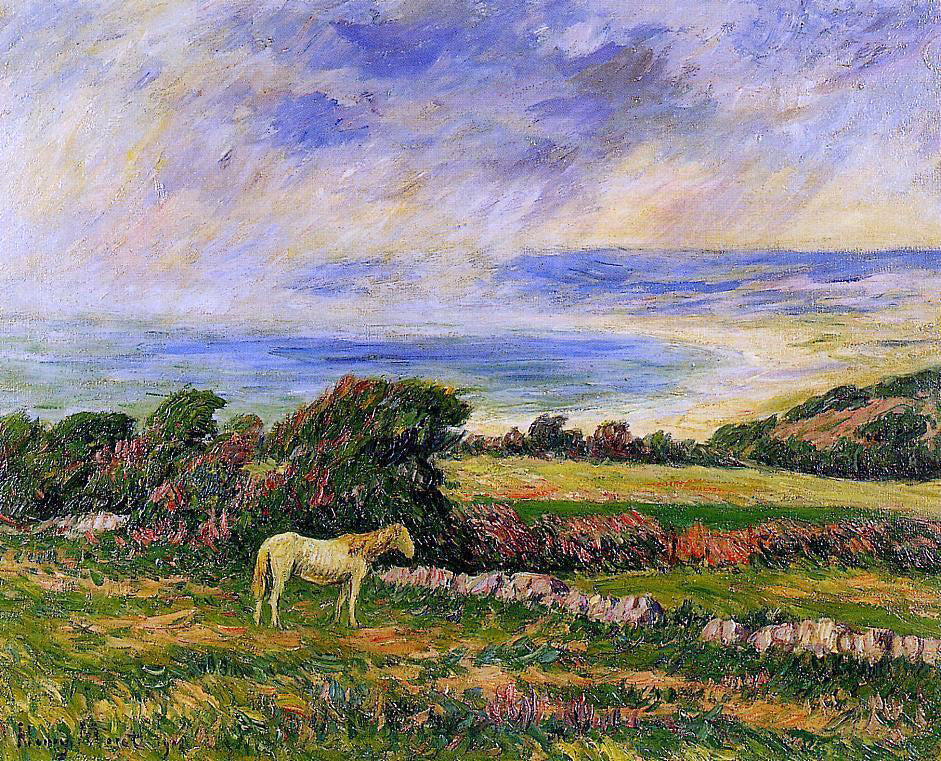 Henri Moret Horse in a Meadow - Canvas Print