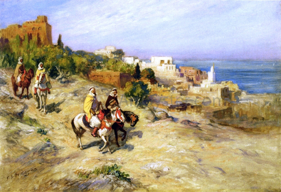 Frederick Arthur Bridgeman Horsemen on a Coastal Path, Algiers - Canvas Print