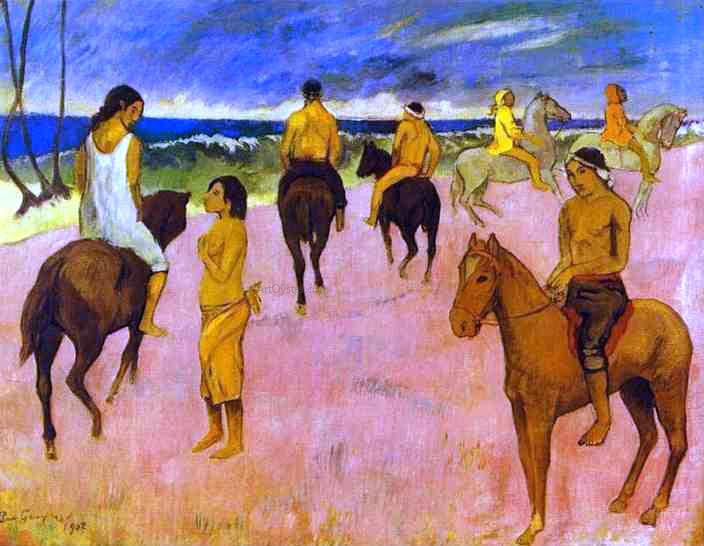 Paul Gauguin Horsemen on the Beach - Canvas Print