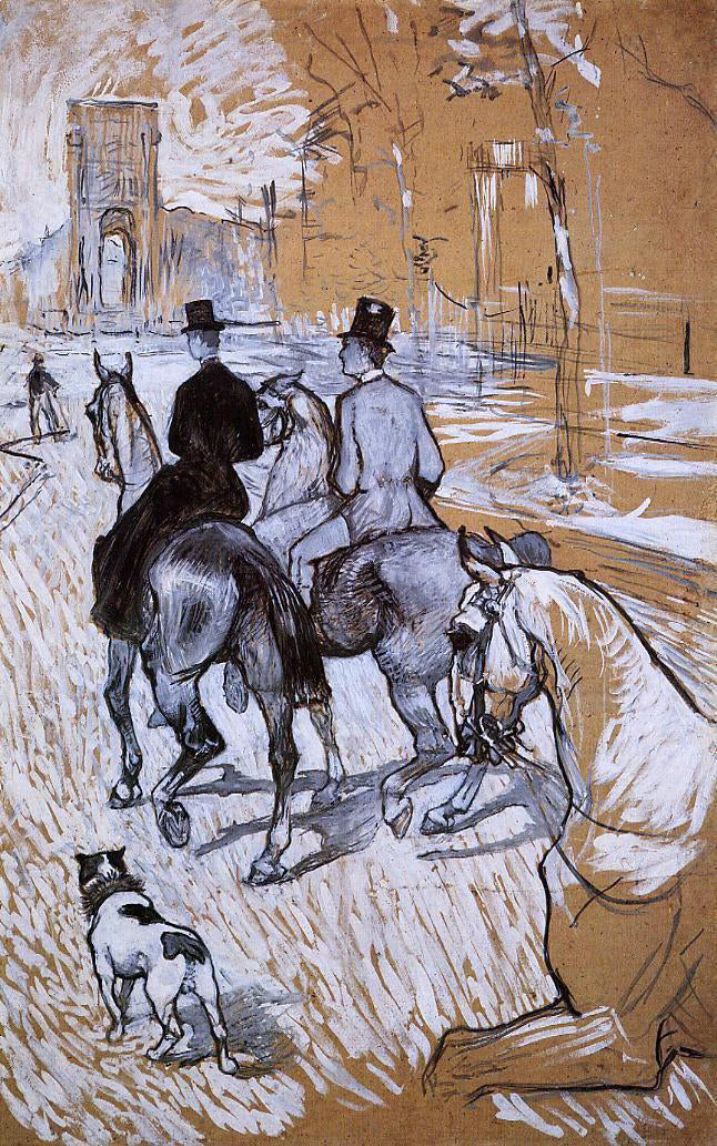 Henri De Toulouse-Lautrec Horsemen Riding in the Bois de Boulogne - Canvas Print