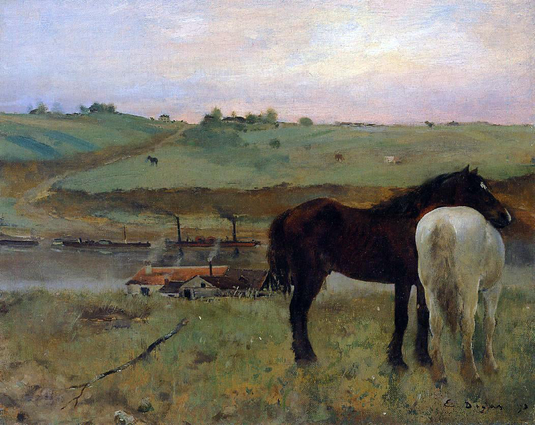 Edgar Degas Horses in a Meadow - Canvas Print