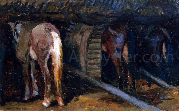 Ruggero Panerai Horses in a Stable - Canvas Print