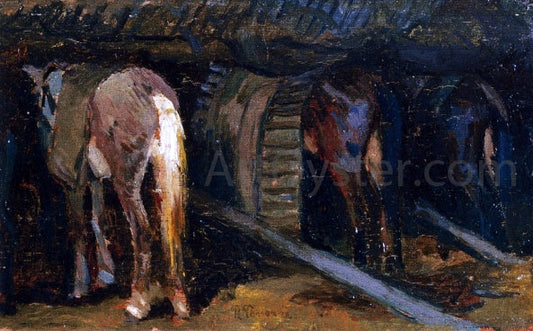 Ruggero Panerai Horses in a Stable - Canvas Print