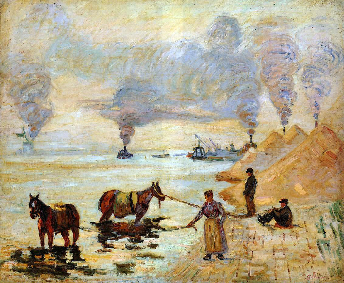Armand Guillaumin Horses in the Sand at Ivry - Canvas Print