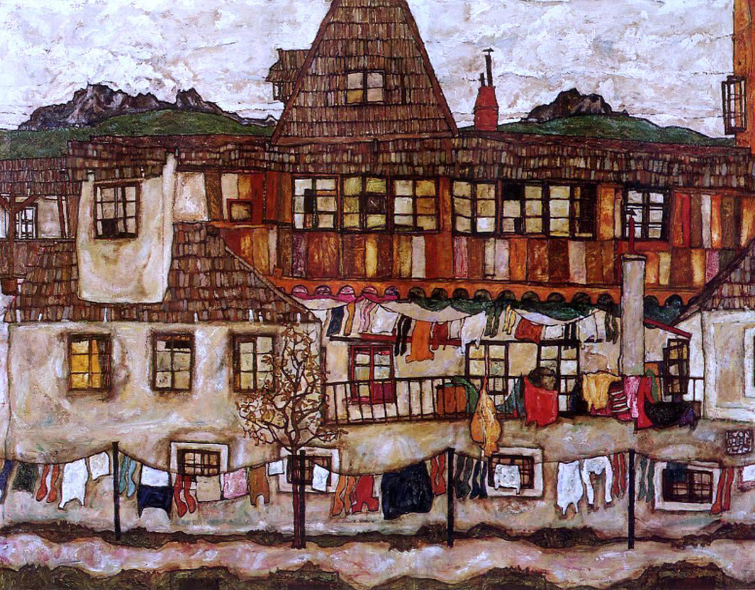 Egon Schiele House with Drying Laundry - Canvas Print