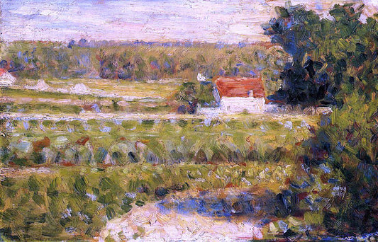 Georges Seurat House with Red Roof - Canvas Print