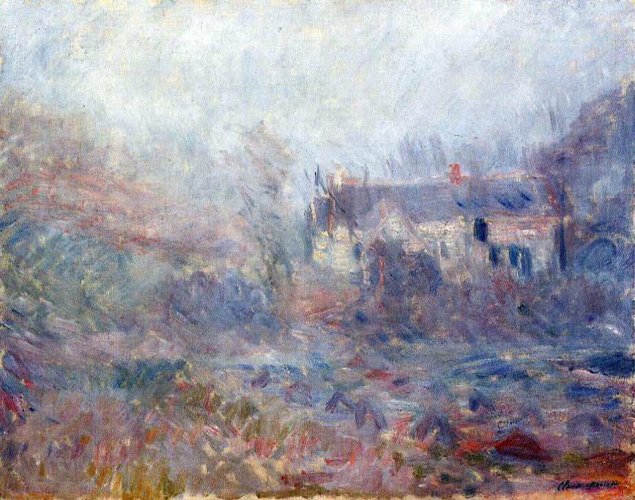 Claude Oscar Monet Houses at Falaise in the Fog - Canvas Print