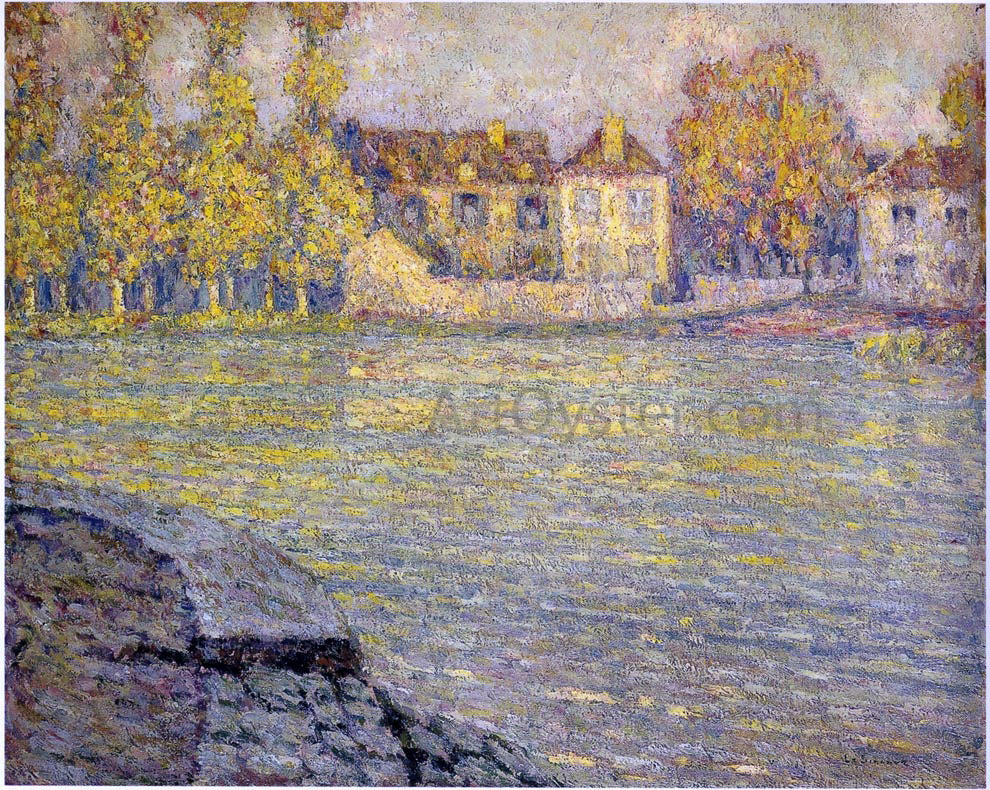 Henri Le Sidaner Houses by the River at Sunset - Canvas Print