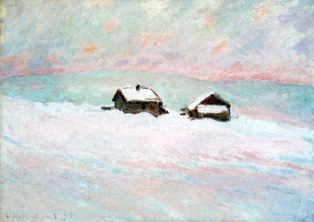 Claude Oscar Monet Houses in the Snow, Norway - Canvas Print