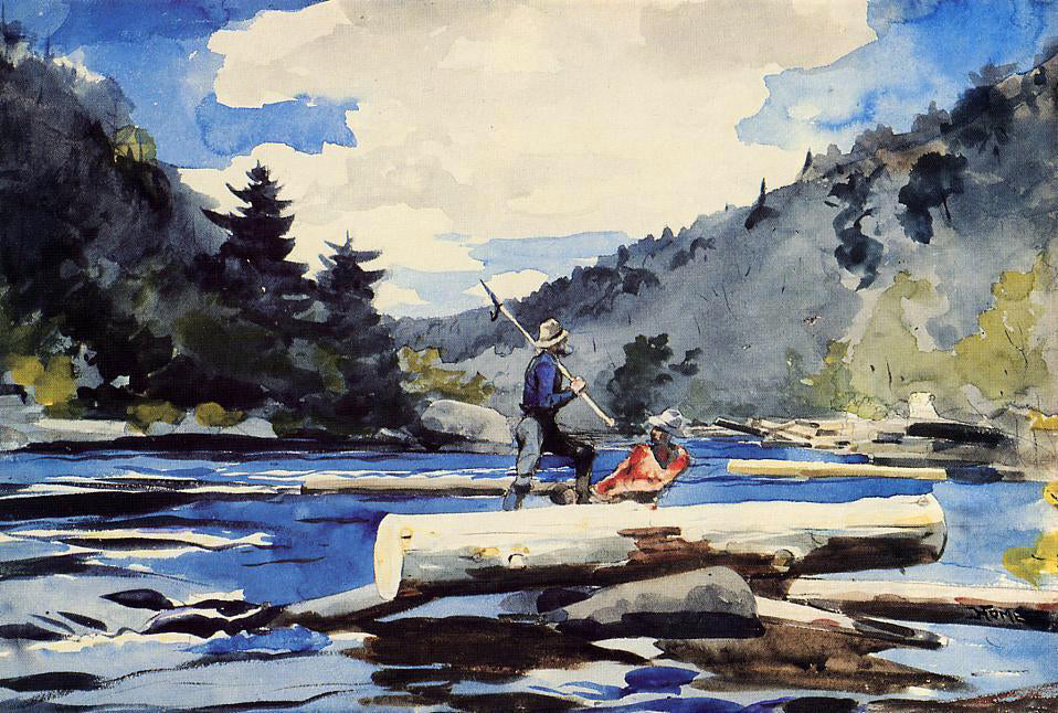 Winslow Homer Hudson River, Logging - Canvas Print