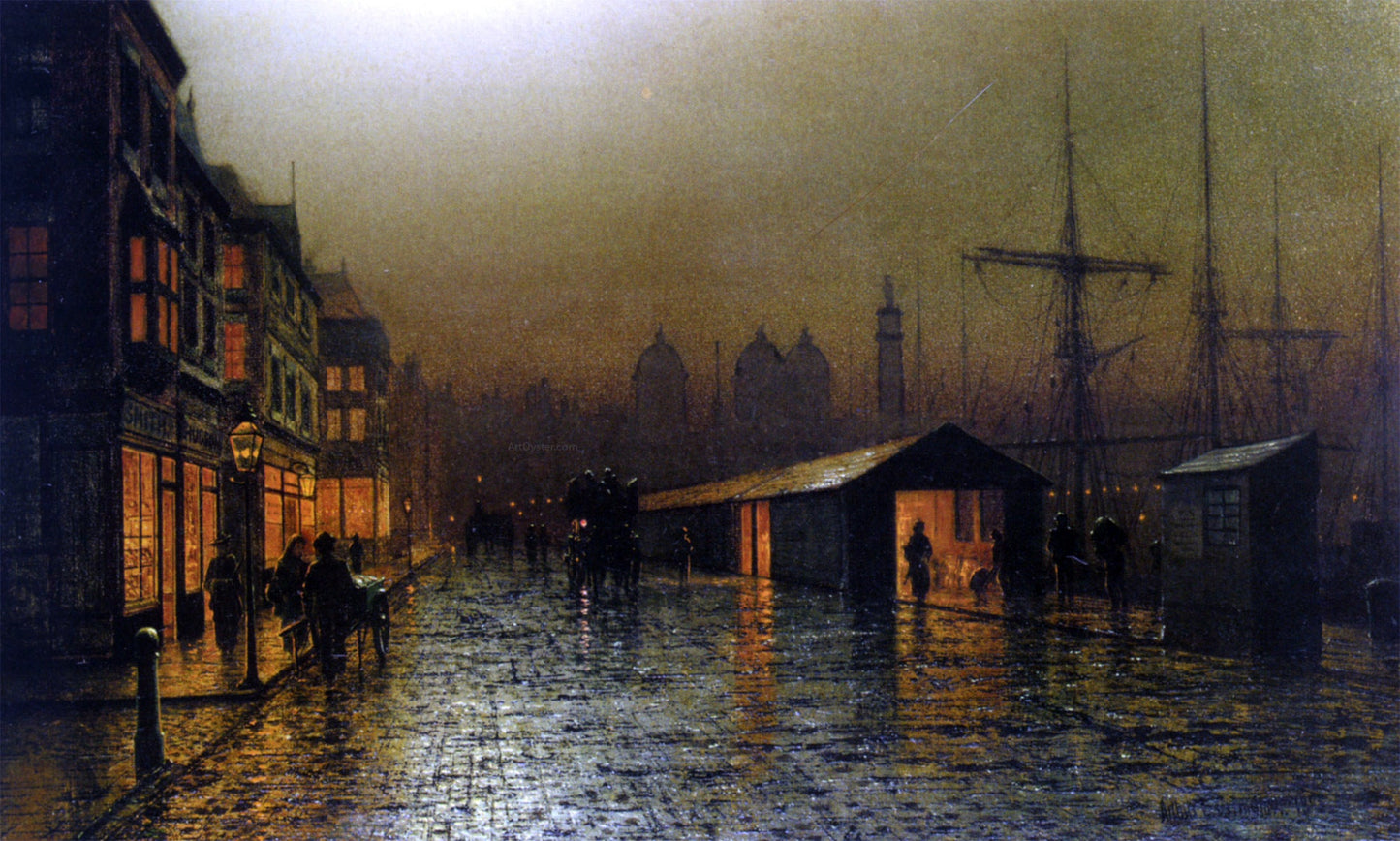 Arthur E Grimshaw Hull Docks by Night - Canvas Print