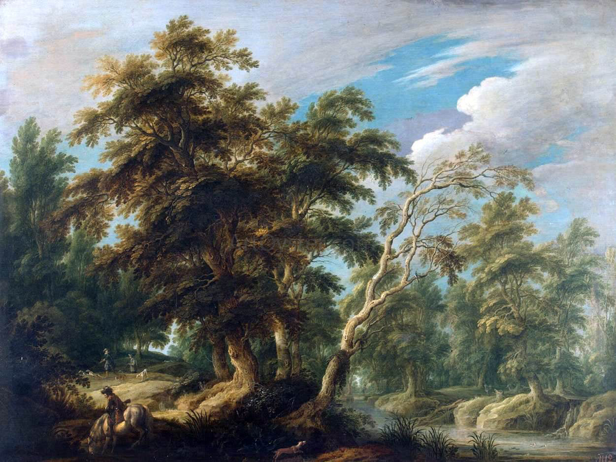 Alexander Keirincx Hunters in a Forest - Canvas Print