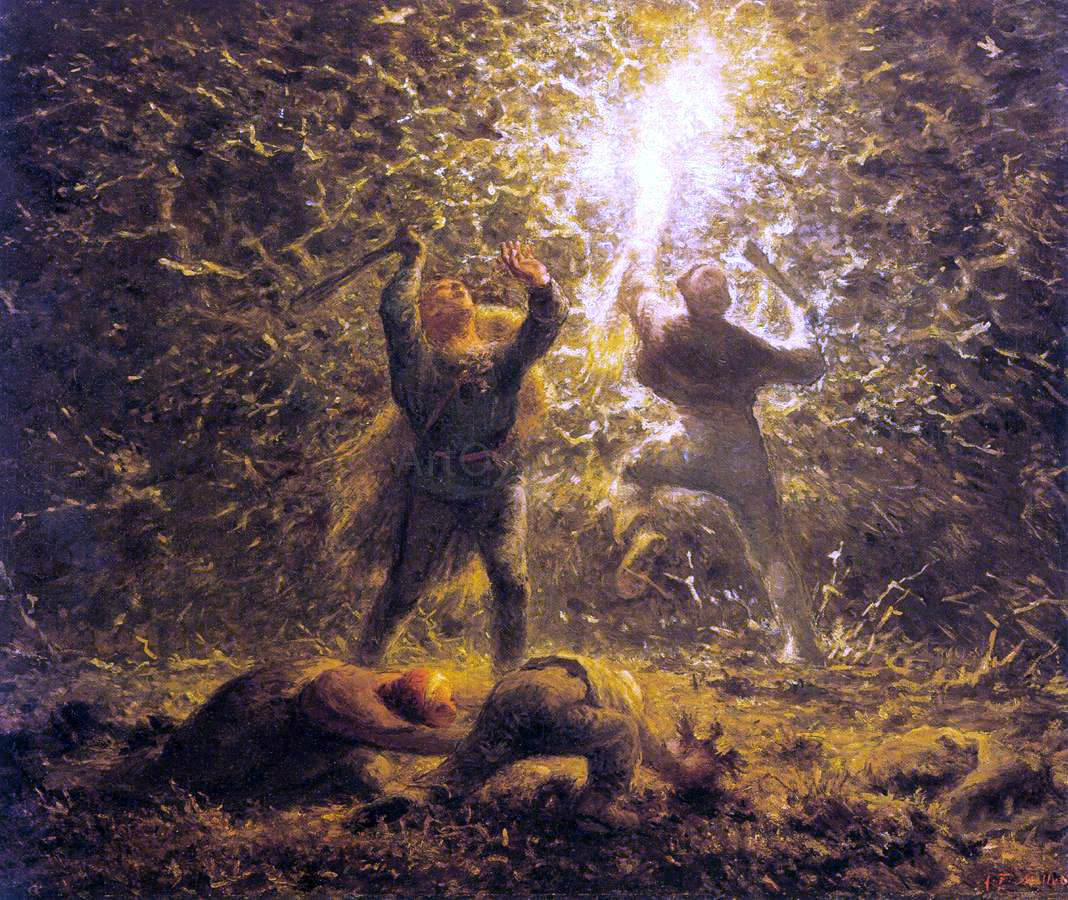 Jean-Francois Millet Hunting Birds at Night - Canvas Print