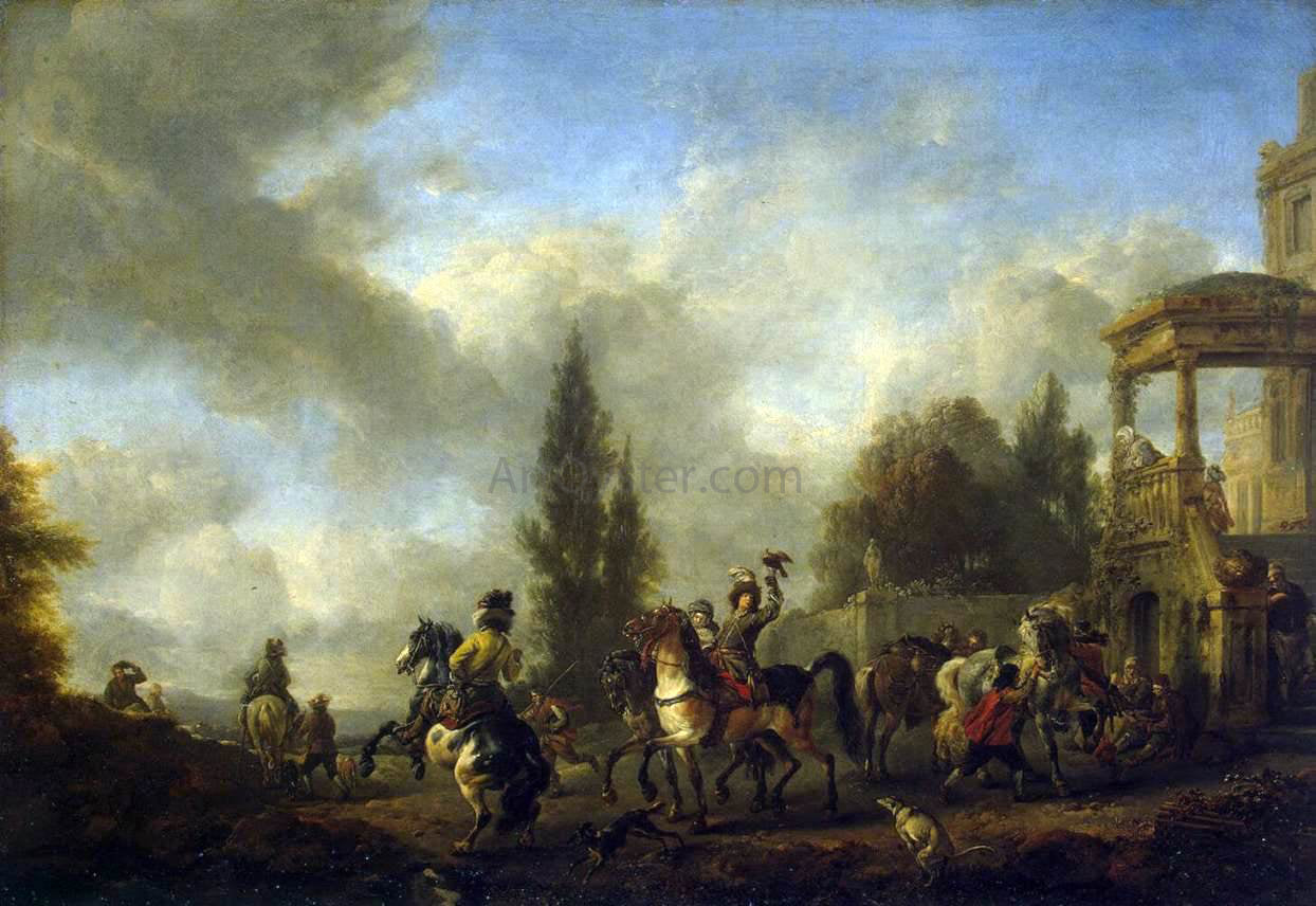 Philips Wouwerman Huntsmen Setting Out - Canvas Print