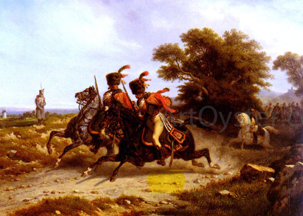 Hippolyte Bellange Hussards Escortant Napoleon - Canvas Print