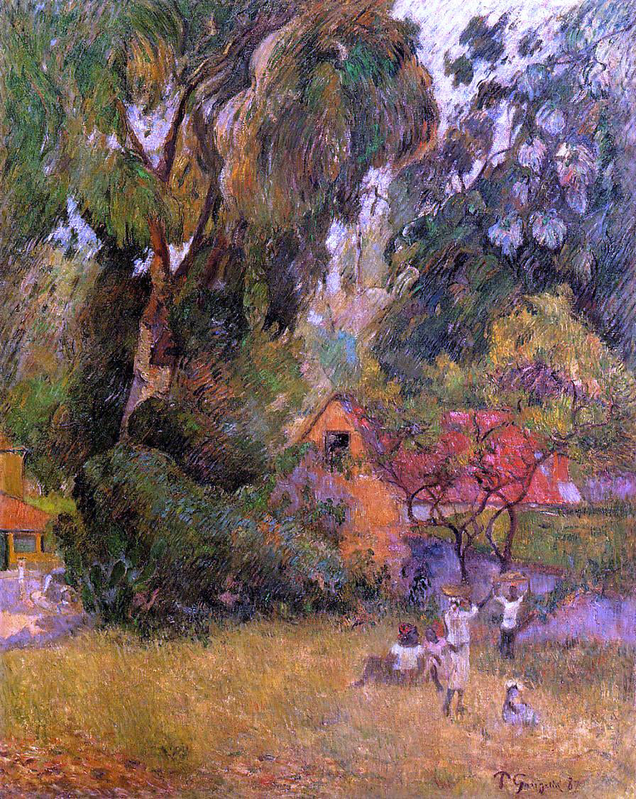 Paul Gauguin Huts under the Trees - Canvas Print