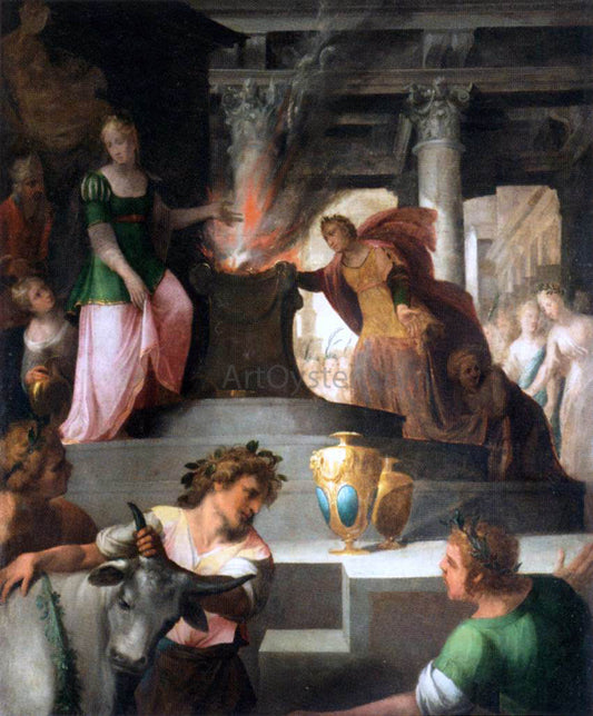 Toussaint Dubreuil Hyanthe and Clymene Offering a Sacrifice to Venus - Canvas Print