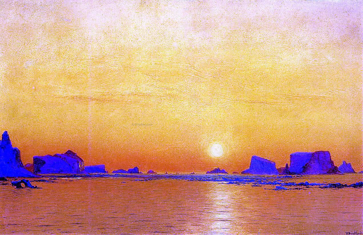 William Bradford Ice Floes under the Midnight Sun - Canvas Print