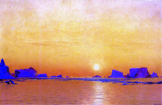 William Bradford Ice Floes under the Midnight Sun - Canvas Print