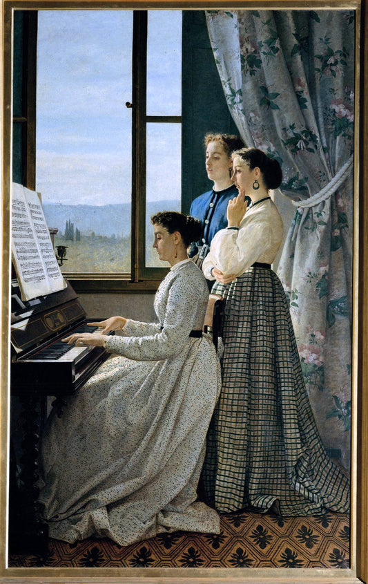 Silvestro Lega Il canto di uno stornello - Canvas Print