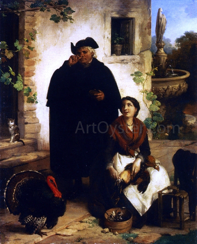 Angelo Inganni Il Parroco e la Perpetua - Canvas Print