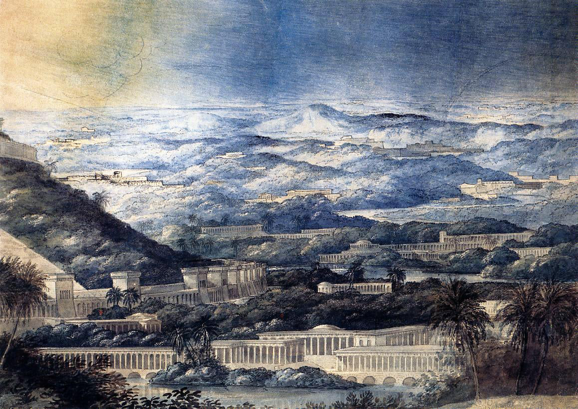 Joseph Michael Gandy Imaginary Landscape with Neoclassical Buildings - Canvas Print