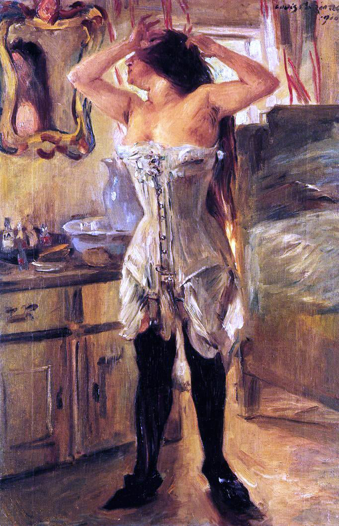 Lovis Corinth In a Corset - Canvas Print
