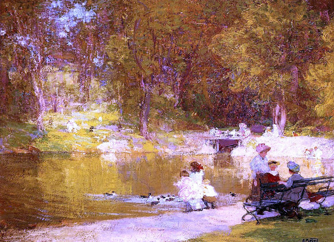 Edward Potthast In Central Park - Canvas Print