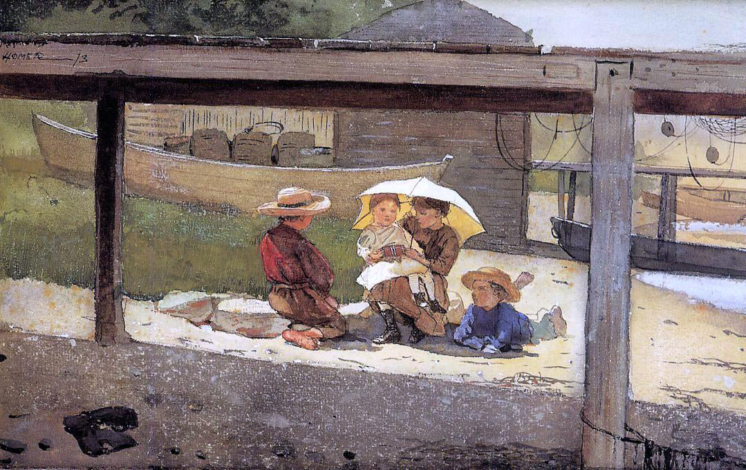 Winslow Homer In Charge of Baby - Canvas Print