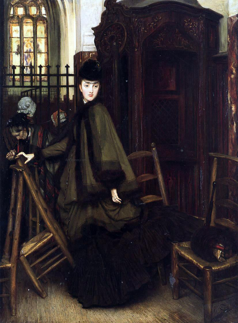James Tissot In Church - Canvas Print