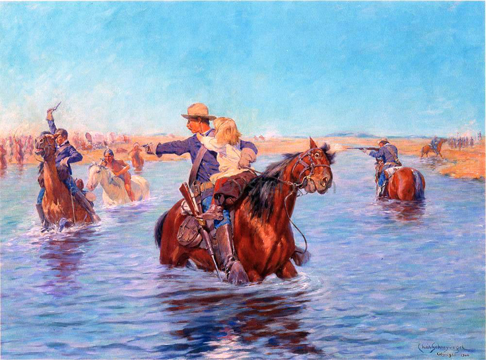 Charles Schreyvogel In Safe Hands - Canvas Print