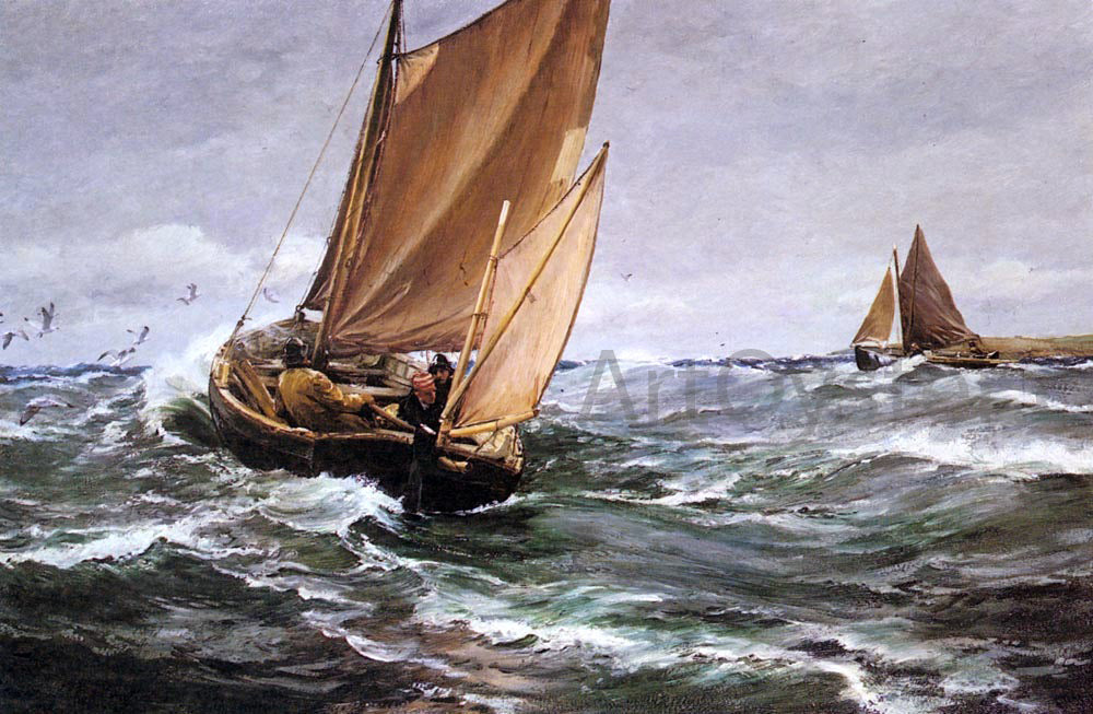 Charles Napier Hemy In Spite of Wind and Weather - Canvas Print