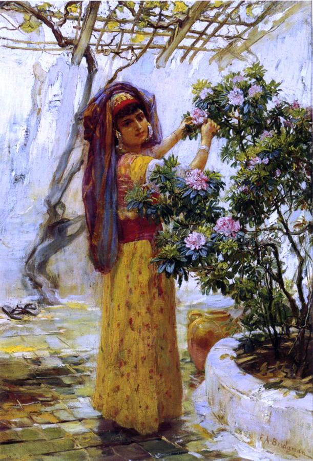 Frederick Arthur Bridgeman In the Courtyard - Canvas Print